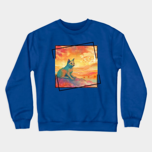 Summertime Cat Enjoying Outside For Summer Solstice With Colorful Background With Nature Scene With Cat Being Cute For Pet Owner Who Loves Crewneck Sweatshirt by New Otaku 64